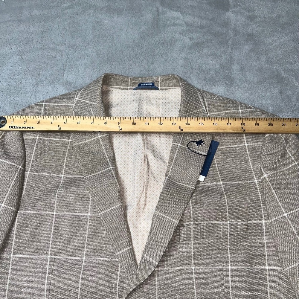 Crown & Ivy Blazer 46R Tan Windowpane Sport Coat Modern Fit Stretch NWT motion - Picture 15 of 16
